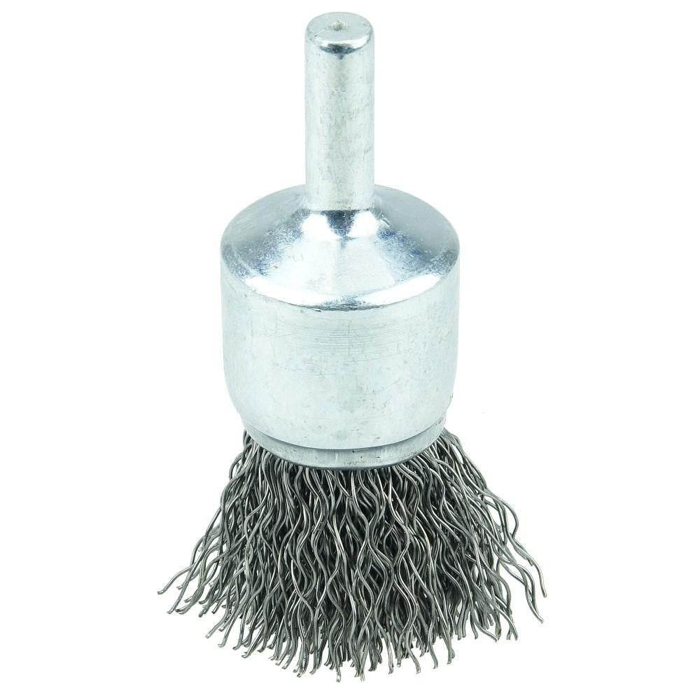 Weiler 10019 End Brushes 3/4" Dia, Stainless Steel, Crimped Wire