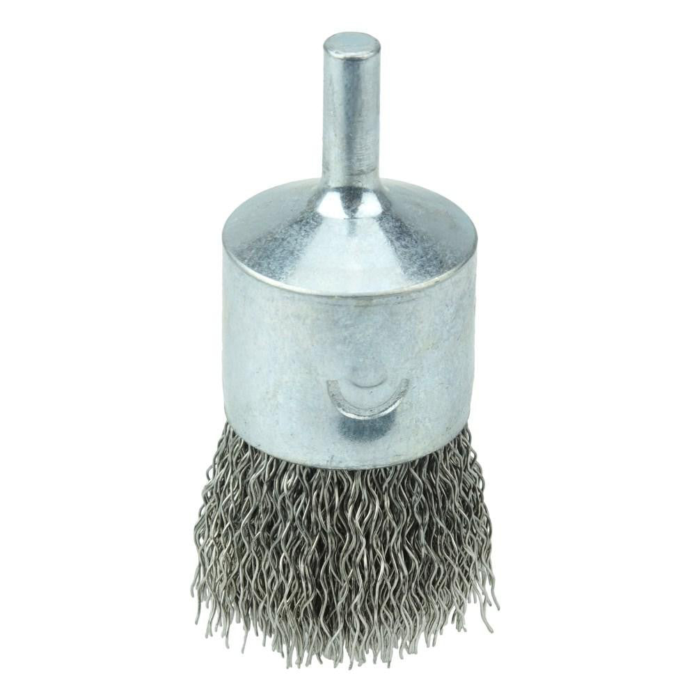 Weiler 10024 End Brushes 1" Dia, Stainless Steel, Crimped Wire