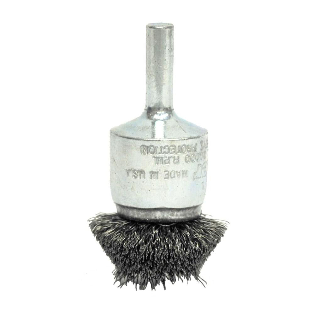 Weiler 10076 End Brushes 1-1/4" Dia, Steel, Crimped Wire