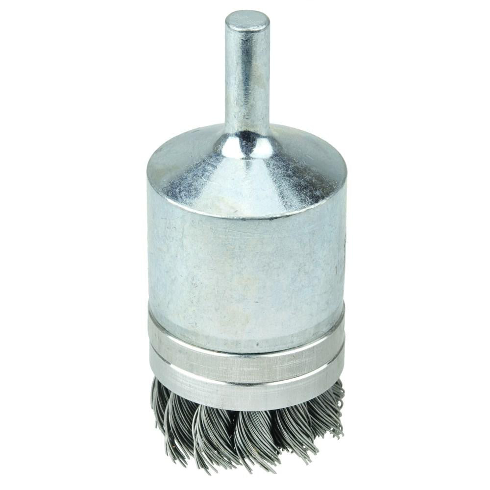 Weiler 11141 End Brush 1-1/8" Dia, Steel, Knotted Wire