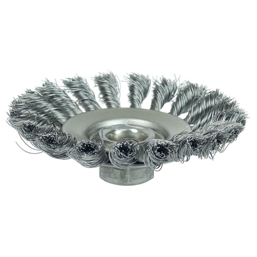 Weiler 13476 Wheel Brush 4-1/2" Wheel Dia, 3/8" Face Width, 0.0200" Wire Dia, Knotted