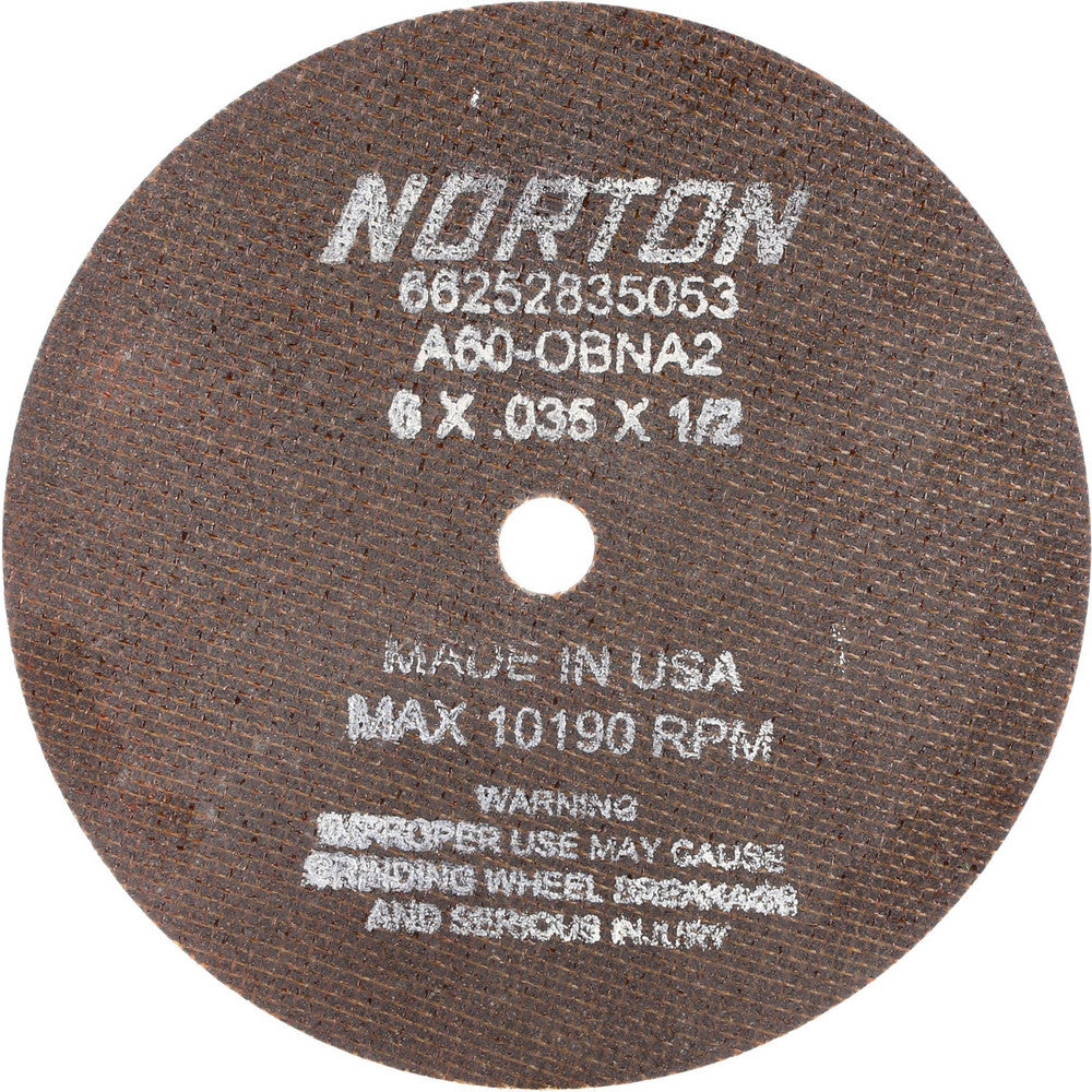 Norton 66252835053 Cutoff Wheel 6" Dia, 0.035" Thick, 1/2" Hole, Aluminum Oxide