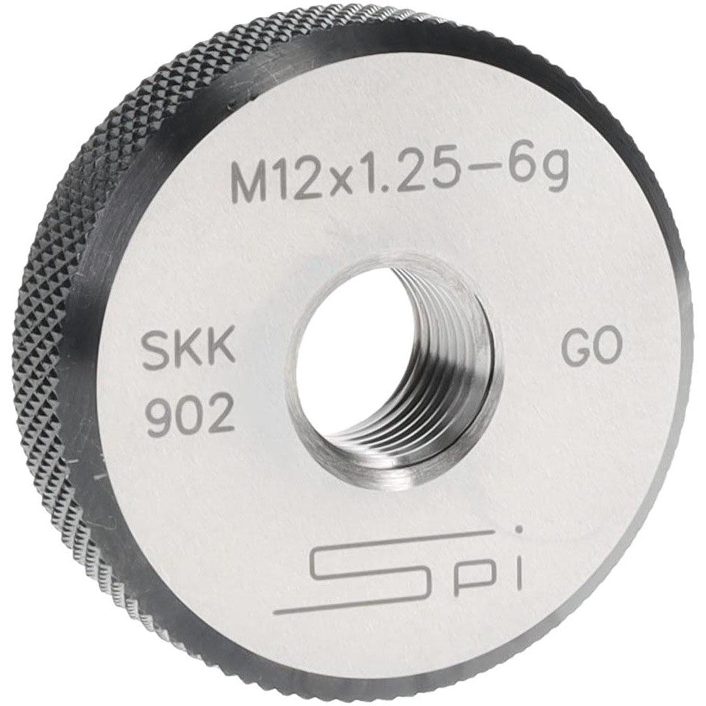 SPI 34-487-9 Threaded Ring Gage M12 x 1.25 Thread, Metric, Class 6G, Go