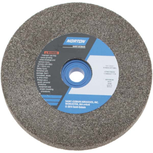 Norton 07660788202 Bench & Pedestal Grinding Wheel 5" Dia, 1/2" Thick, 1" Hole Dia, Aluminum Oxide
