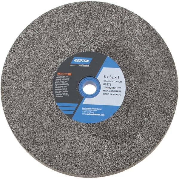 Norton 07660788278 Bench & Pedestal Grinding Wheel 8" Dia, 3/4" Thick, 1" Hole Dia, Aluminum Oxide