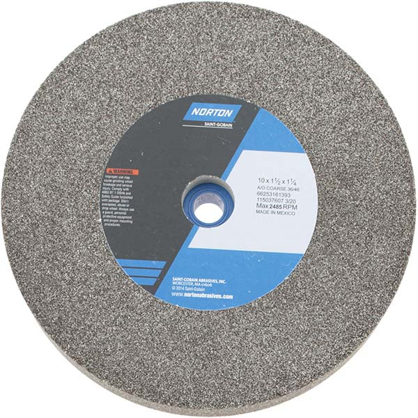 Norton 66253161393 Bench & Pedestal Grinding Wheel 10" Dia, 1-1/2" Thick, 1-1/4" Hole Dia, Aluminum Oxide