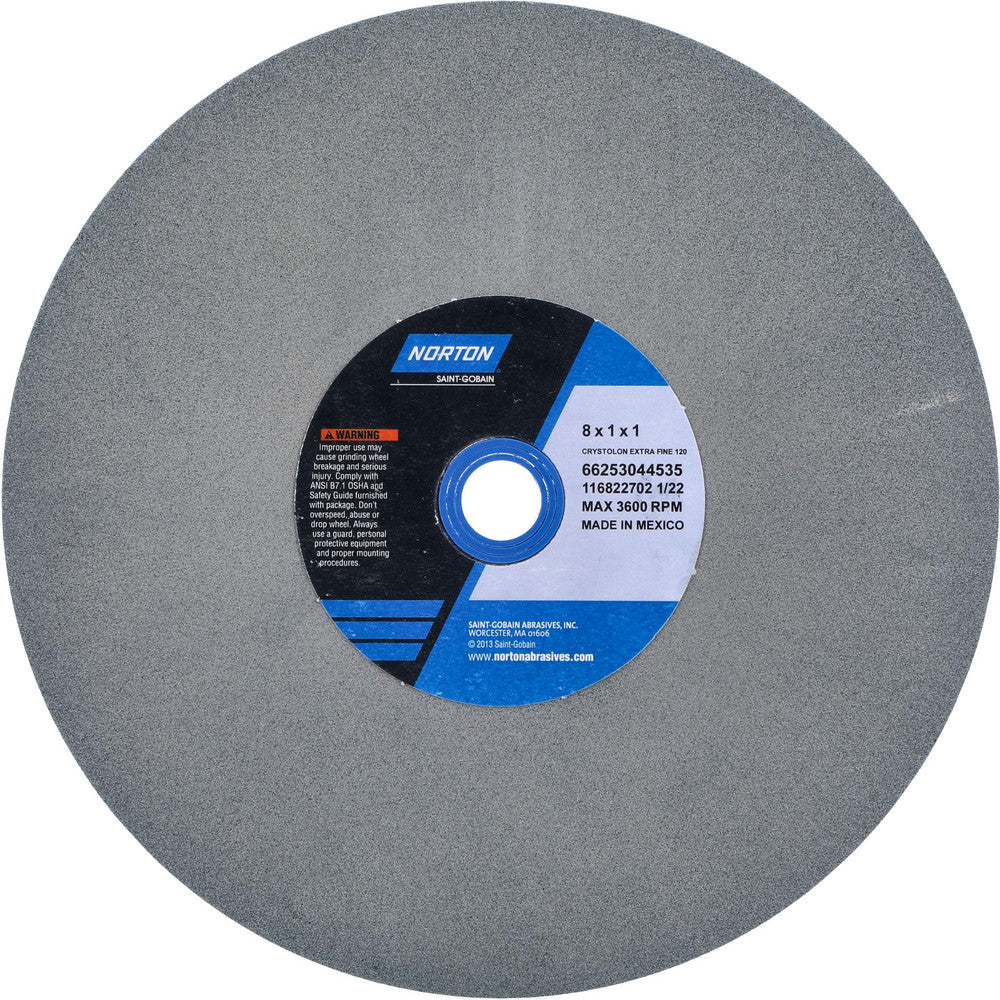 Norton 66253044535 Bench & Pedestal Grinding Wheel 8" Dia, 1" Thick, 1" Hole Dia, Silicon Carbide