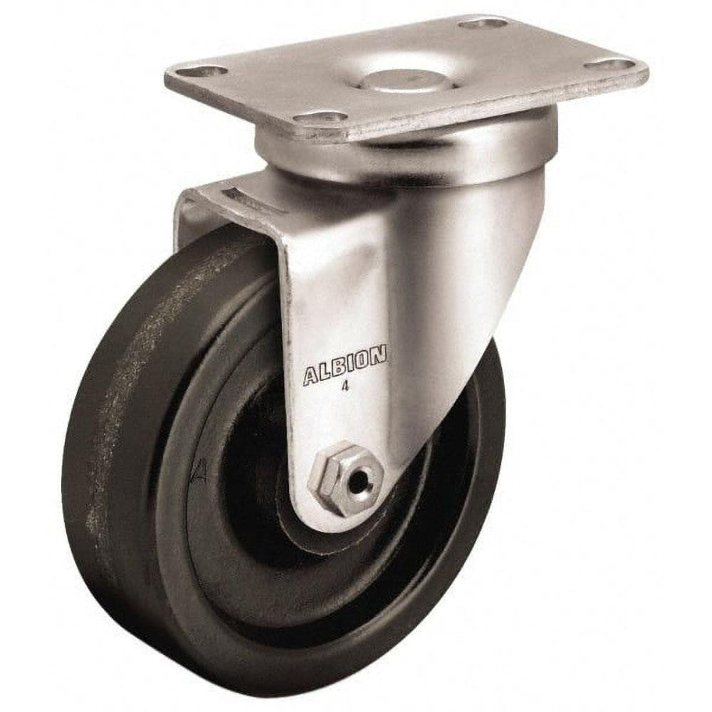 Albion 02TM04041S Swivel Top Plate Caster Phenolic, 4" Wheel Dia, 1-1/4" Wheel Width, 350 lb Capacity, 5-1/8" OAH