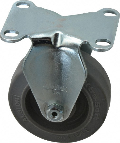 Albion 02XS03X31R Rigid Top Plate Caster Rubber, 3-1/2" Wheel Dia, 1-1/4" Wheel Width, 250 lb Capacity, 4-1/4" OAH