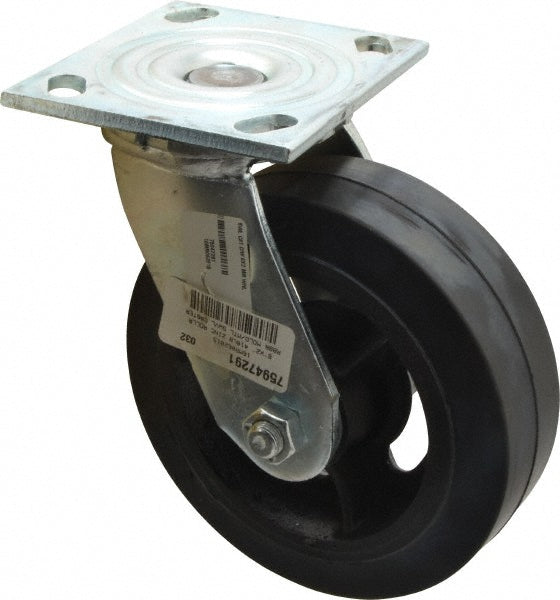 Albion 16MR06201S Swivel Top Plate Caster Rubber, 6" Wheel Dia, 2" Wheel Width, 410 lb Capacity, 7-1/4" OAH