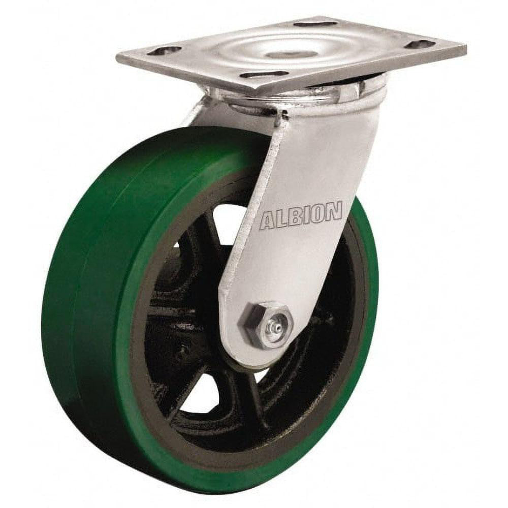 Albion 16PD06201S Swivel Top Plate Caster Polyurethane, 6" Wheel Dia, 2" Wheel Width, 1,230 lb Capacity, 7-1/4" OAH