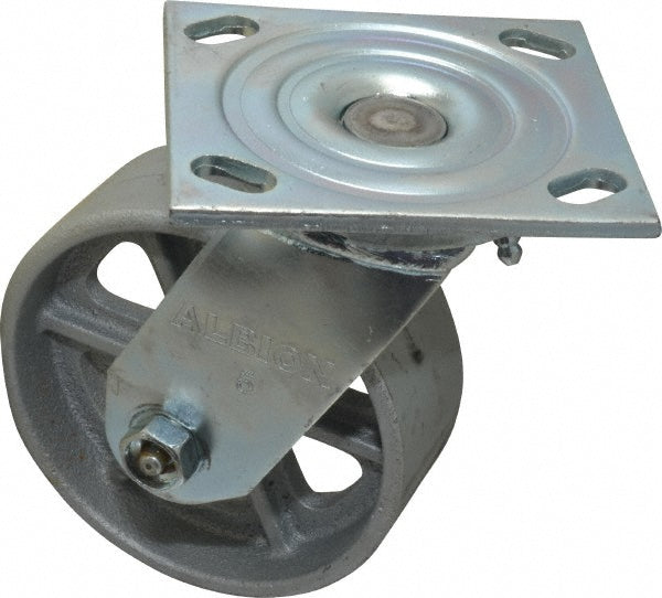 Albion 16CA05201S Swivel Top Plate Caster Cast Iron, 5" Wheel Dia, 2" Wheel Width, 1,000 lb Capacity, 6-1/2" OAH