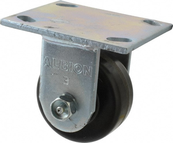 Albion 16TM03101R Rigid Top Plate Caster Phenolic, 3-1/4" Wheel Dia, 1-1/2" Wheel Width, 600 lb Capacity, 4-1/4" OAH
