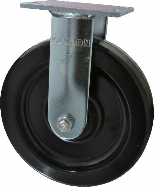 Albion 16TM08201R Rigid Top Plate Caster Phenolic, 8" Wheel Dia, 2" Wheel Width, 1,250 lb Capacity, 9-1/2" OAH