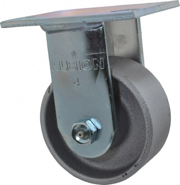 Albion 16CA04201R Rigid Top Plate Caster Cast Iron, 4" Wheel Dia, 2" Wheel Width, 700 lb Capacity, 5-5/8" OAH