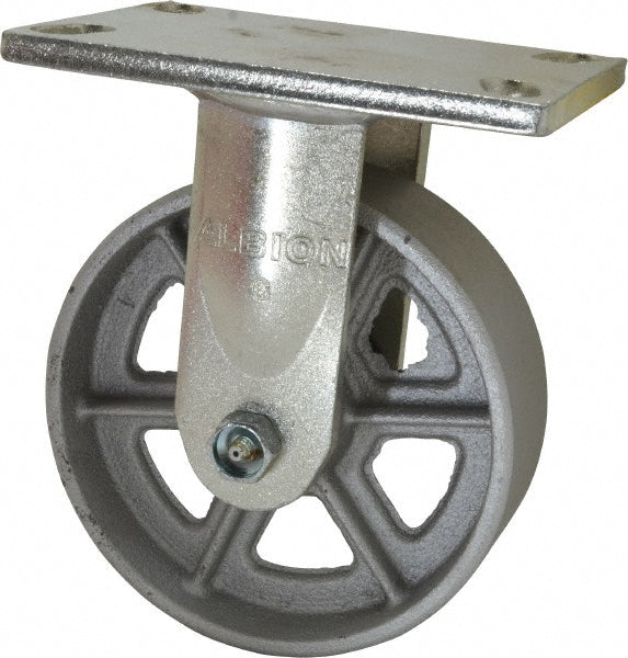 Albion 72CA06201R Rigid Top Plate Caster Cast Iron, 6" Wheel Dia, 2" Wheel Width, 1,200 lb Capacity, 7-1/2" OAH