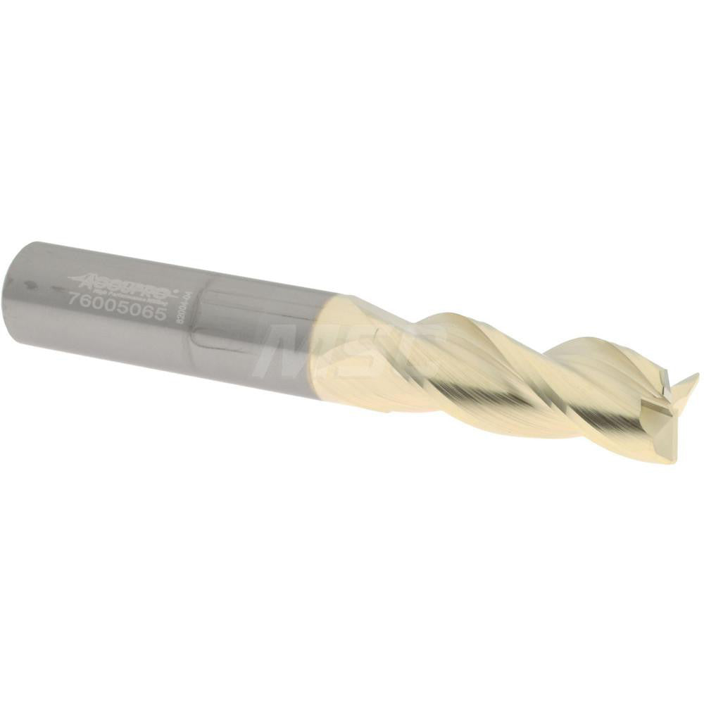 Accupro 314738 Corner Radius End Mill 3/8" Dia, 1" LOC, 0.0200" Radius, 3 Flute, Solid Carbide