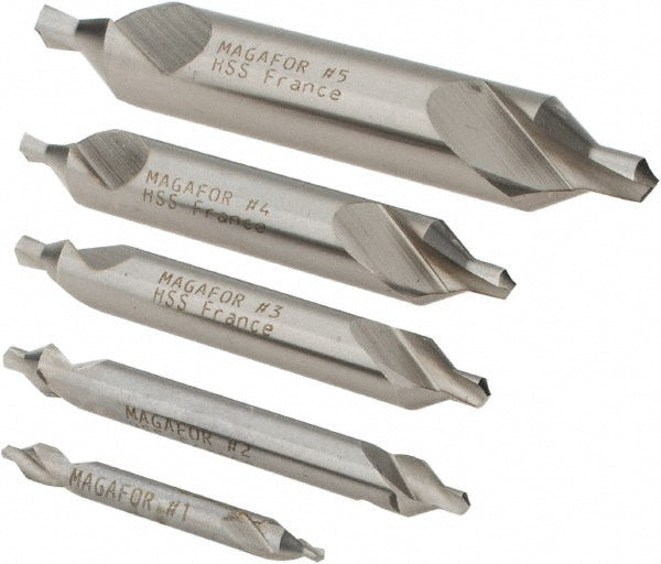 Magafor 81115000000 5 Pc #1 to #5 High Speed Steel Combo Drill & Countersink Set