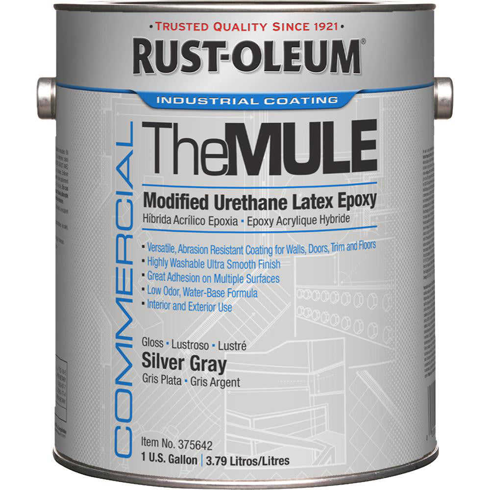 Rust-Oleum 375642 Metal Coating, Latex & Floor Coating Paint 1 gal, Gloss Finish, Silver Gray