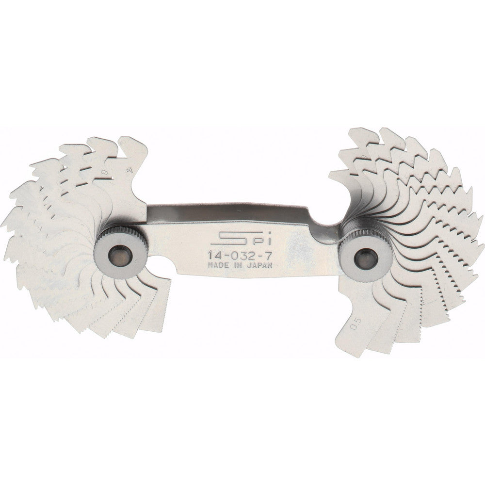 SPI 14-032-7 28 Leaf, 0.5 to 6mm Pitch Range, 4 to 56 TPI Range, Stainless Steel Screw Pitch Gage