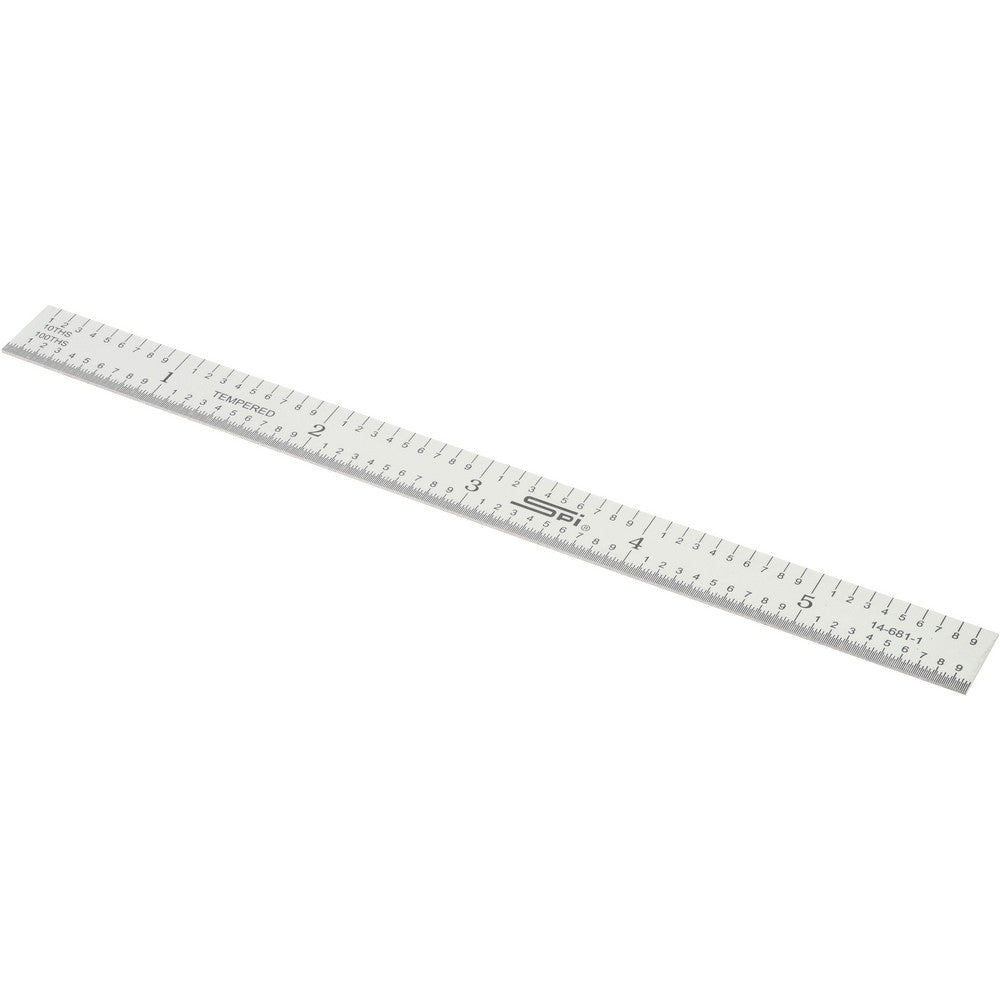 SPI 14-681-1 Steel Rule 6" OAL, Decimal & Metric Graduation, Flexible, 1/2" OAW