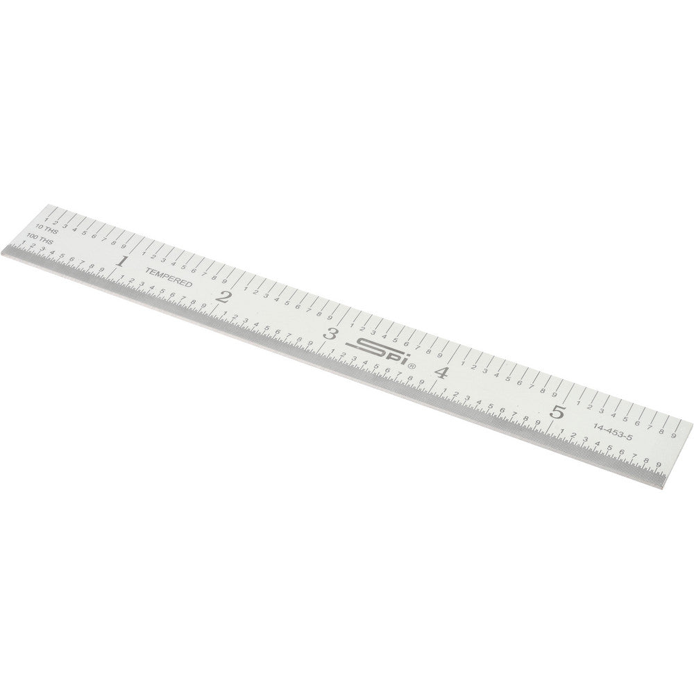 SPI 14-453-5 Steel Rule 6" OAL, Decimal & Metric Graduation, Rigid, 3/4" OAW
