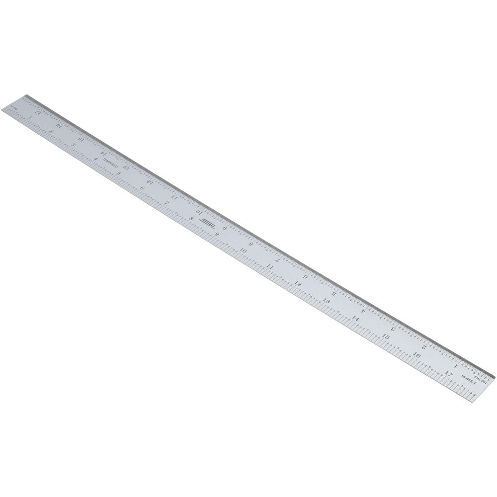 SPI 14-458-4 Steel Rule 18" OAL, Decimal & Metric Graduation, Rigid, 1-1/8" OAW