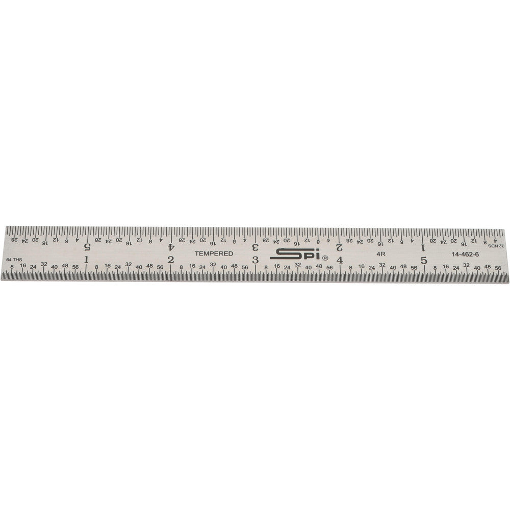 SPI 14-462-6 Steel Rule 6" OAL, 4R Graduation, Rigid, 3/4" OAW