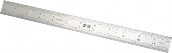 SPI 14-464-2 Steel Rule 12" OAL, 4R Graduation, Rigid, 1" OAW