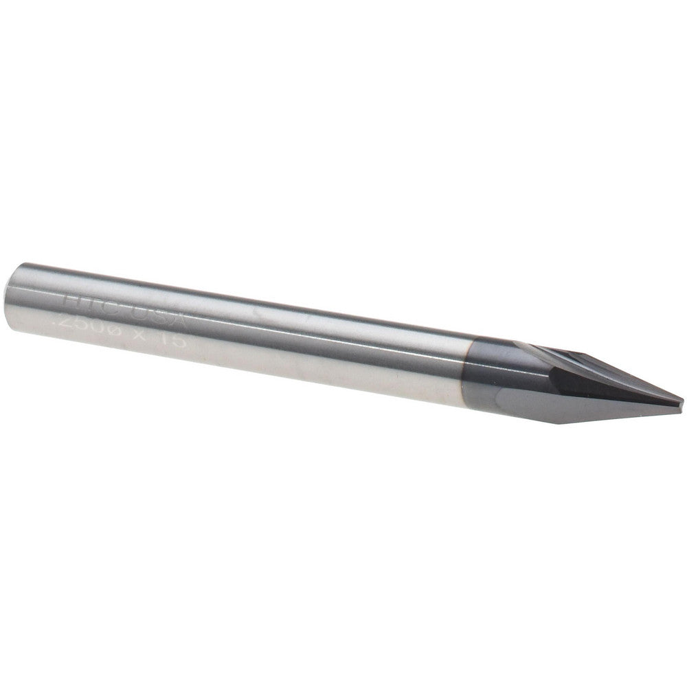 Harvey Tool 18515-C3 Chamfer Mill 1/4" Dia, 1/4" Shank Dia, 15 deg, 3 Flute, Solid Carbide, Single End