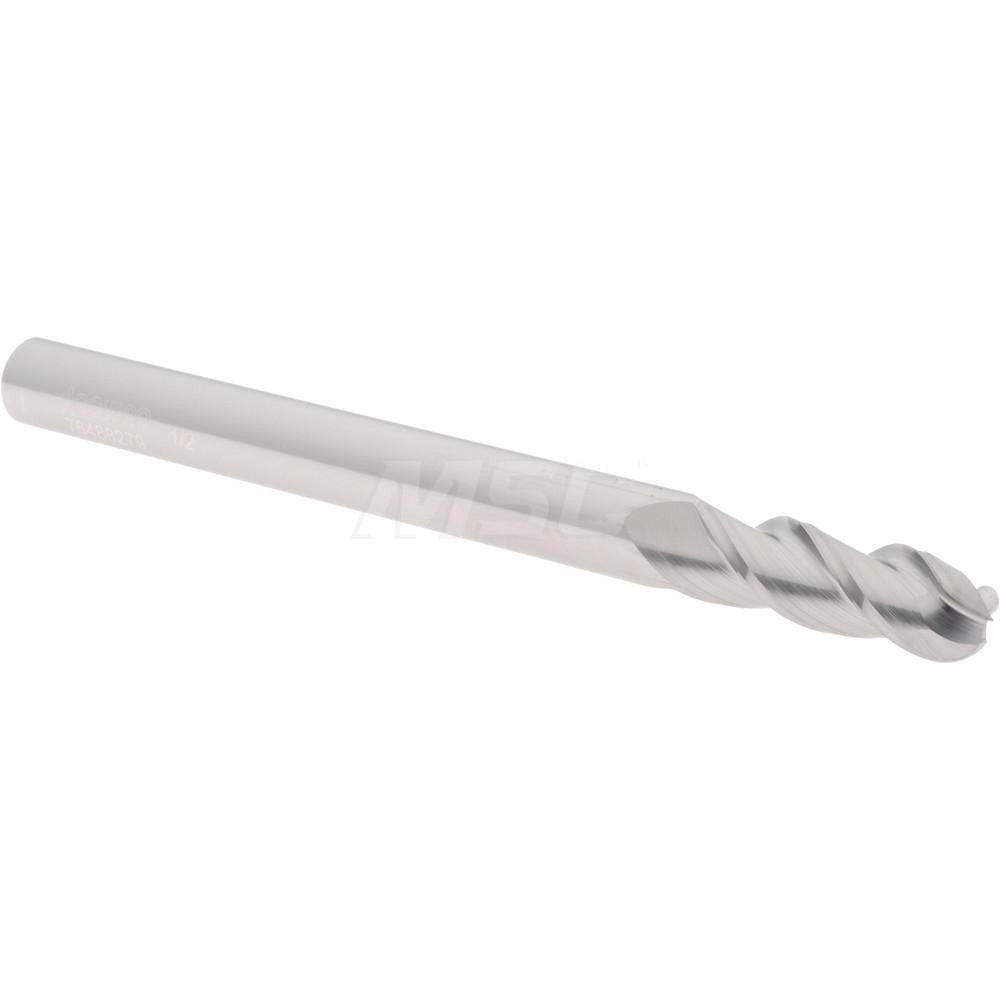 Accupro 76488279 Ball End Mill 0.5" Dia, 1.5" LOC, 3 Flute, Solid Carbide