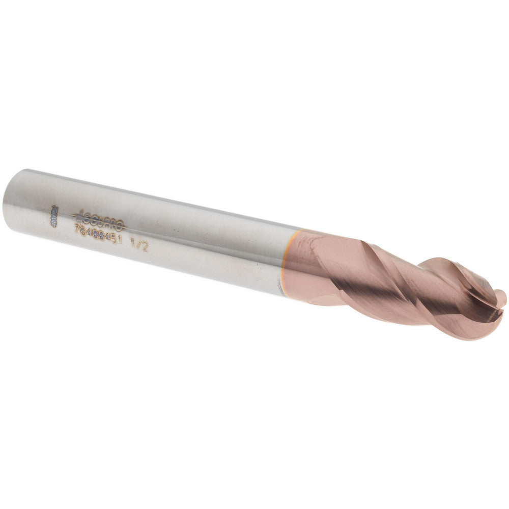 Accupro 76488451 Ball End Mill 0.5" Dia, 1" LOC, 3 Flute, Solid Carbide