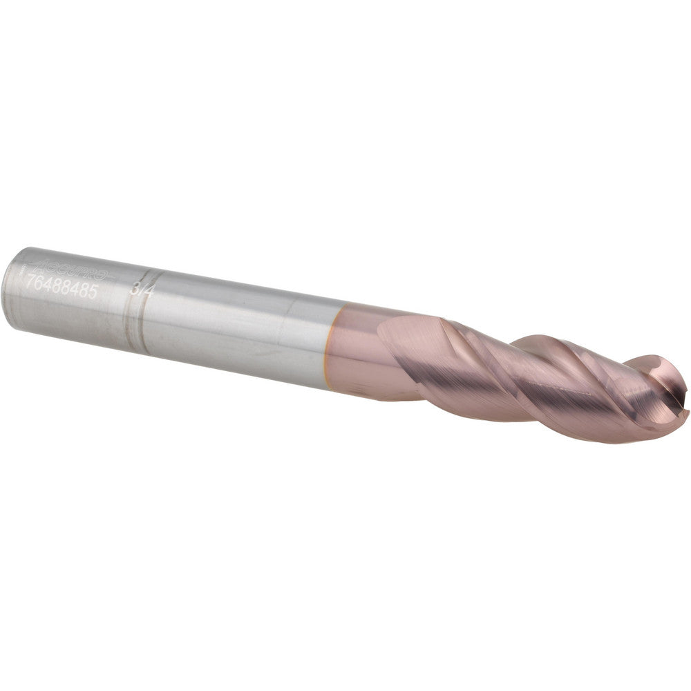 Accupro 76488485 Ball End Mill 3/4" Dia, 2" LOC, 3 Flute, Solid Carbide