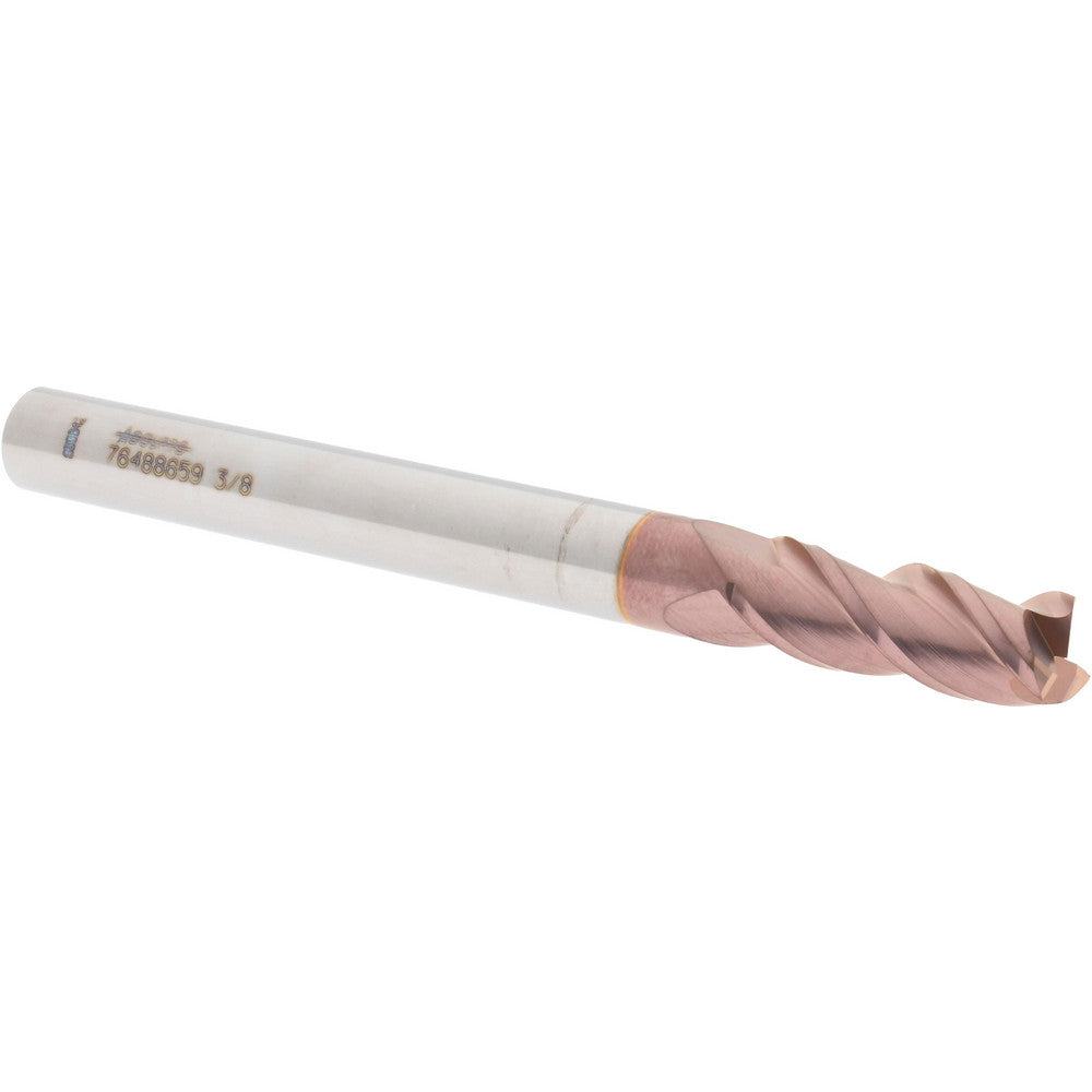 Accupro 76488659 Square End Mill 3/8'' Dia, 1'' LOC, 3/8'' Shank Dia, 4'' OAL, 3 Flutes, Solid Carbide