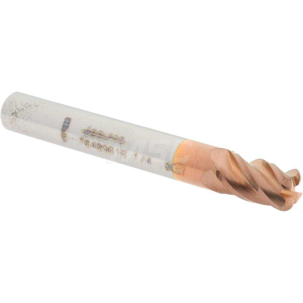 Accupro 76489616 Corner Radius End Mill 1/4" Dia, 3/8" LOC, 0.06" Radius, 4 Flutes, Solid Carbide