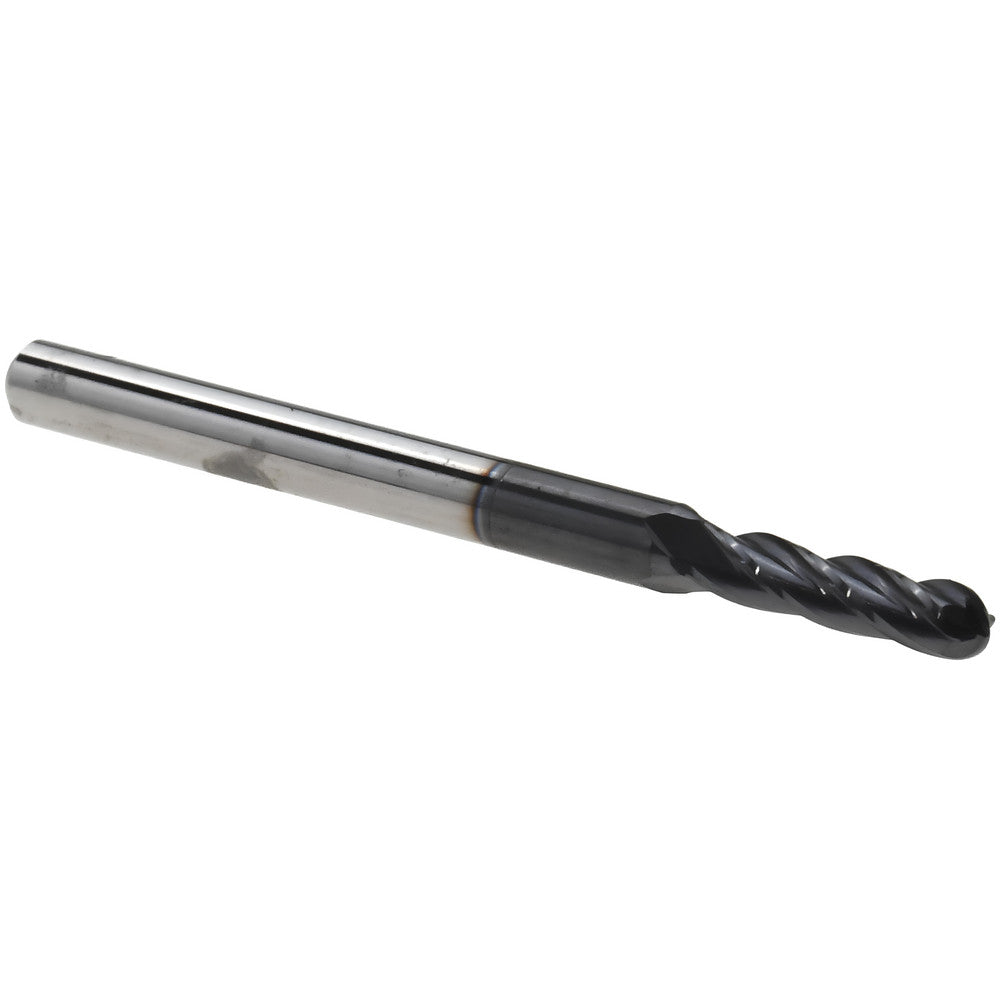 Accupro 76489681 Ball End Mill 0.0984" Dia, 0.3937" LOC, 4 Flute, Solid Carbide