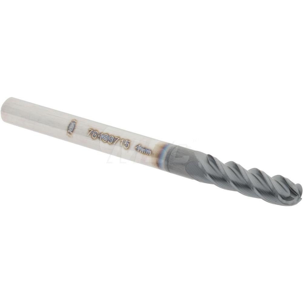 Accupro 76489715 Ball End Mill 0.1575" Dia, 0.5512" LOC, 4 Flute, Solid Carbide