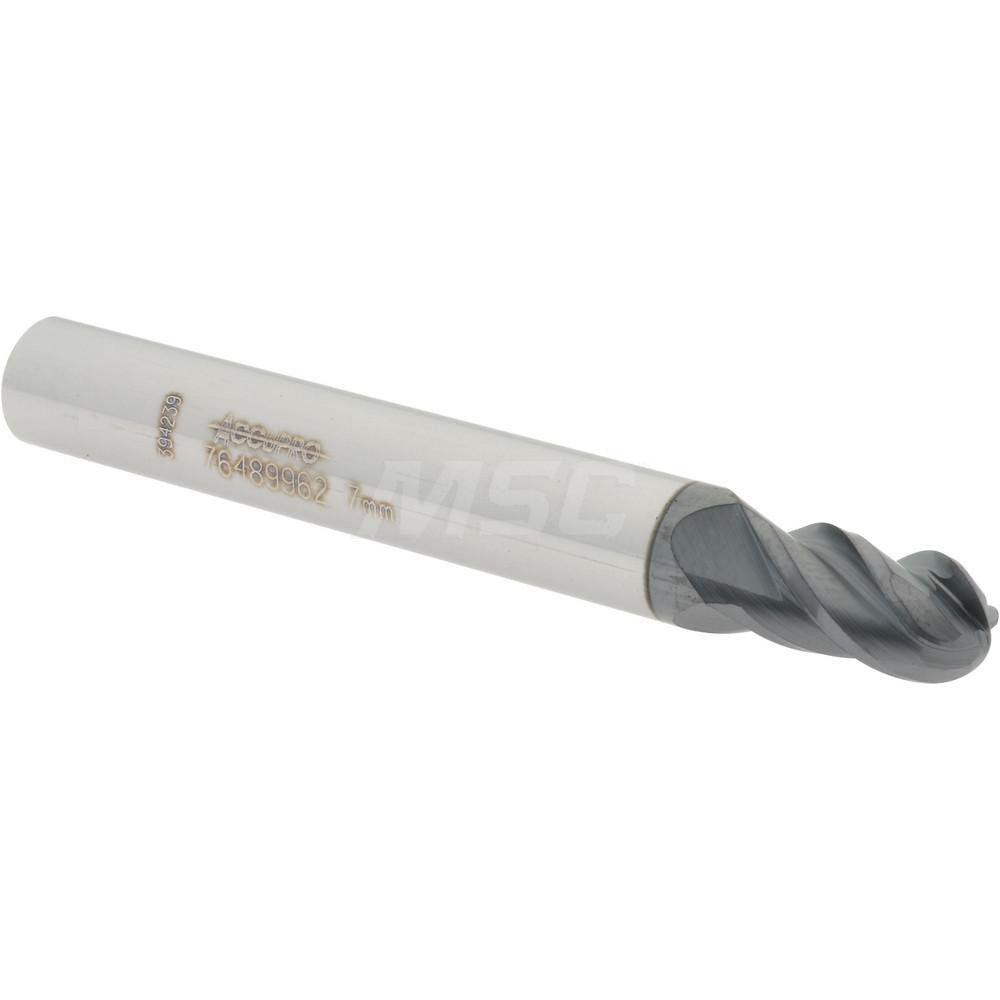 Accupro 76489962 Ball End Mill 0.2756" Dia, 0.4724" LOC, 4 Flute, Solid Carbide