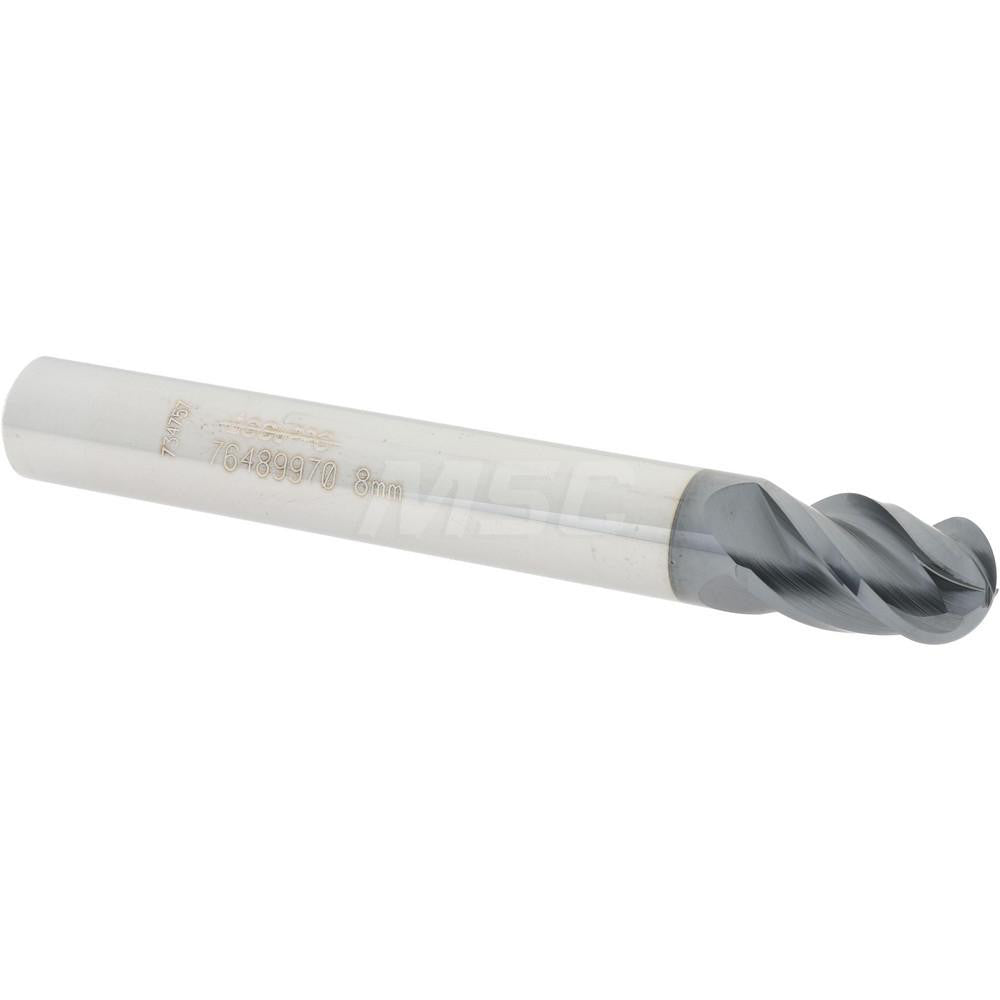 Accupro 76489970 Ball End Mill 0.315" Dia, 0.4724" LOC, 4 Flute, Solid Carbide