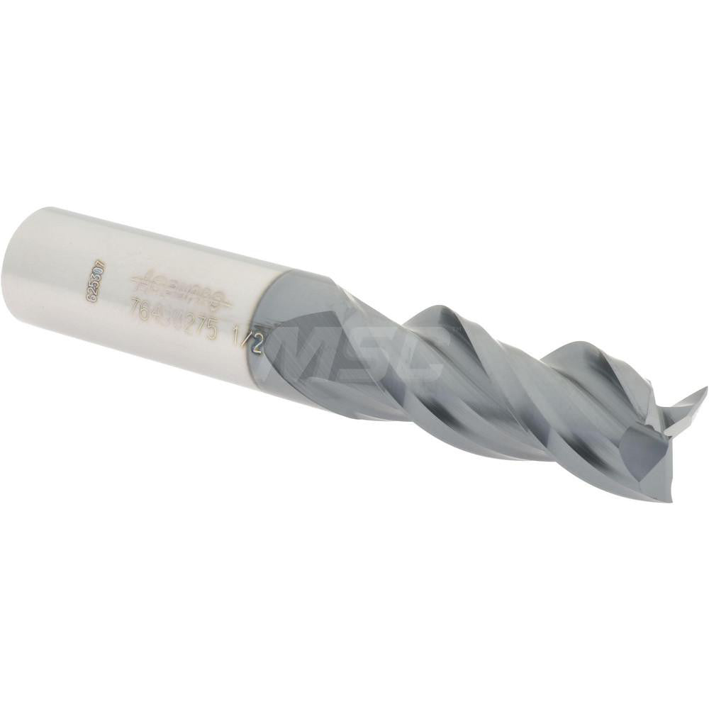Accupro 76490275 Square End Mill 1/2'' Dia, 1-1/4'' LOC, 1/2'' Shank Dia, 3'' OAL, 3 Flutes, Solid Carbide
