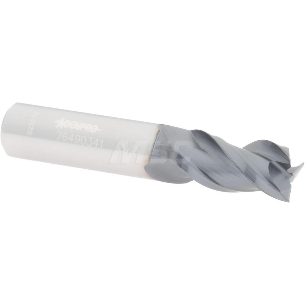 Accupro 76490341 Square End Mill 3/8'' Dia, 5/8'' LOC, 3/8'' Shank Dia, 2'' OAL, 3 Flutes, Solid Carbide