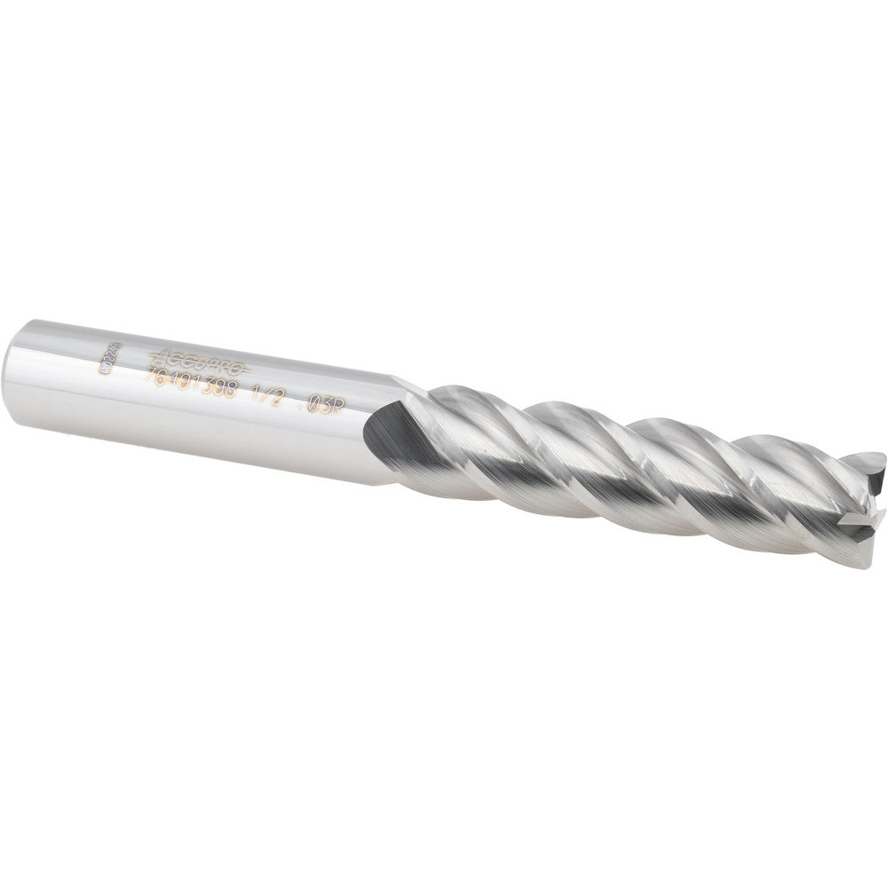 Accupro 76491398 Corner Radius End Mill 1/2" Dia, 2" LOC, 0.0300" Radius, 4 Flute, Solid Carbide