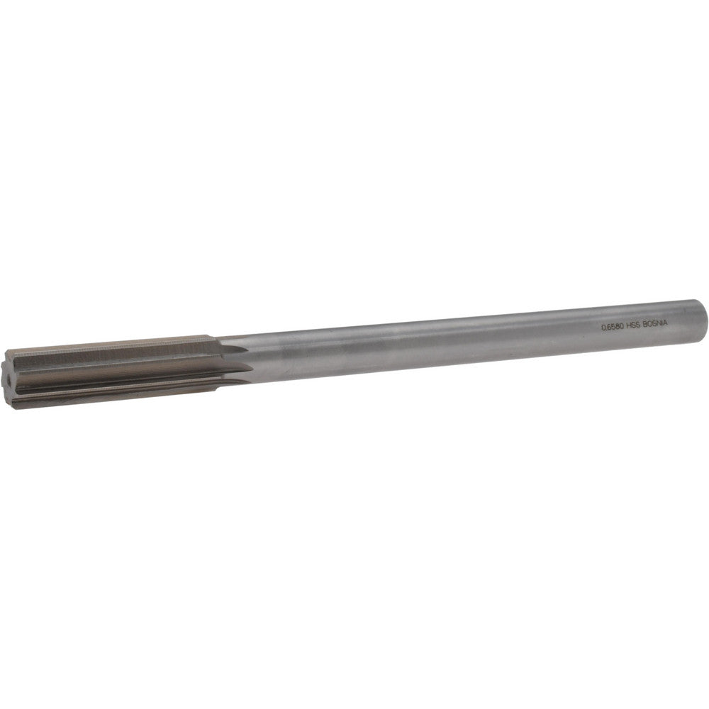 Value Collection SM0406580 Chucking Reamer 0.6580" Dia, 9" OAL, 2-1/4" Flute Length, Straight Flute, Straight-Cylindrical Shank, HSS
