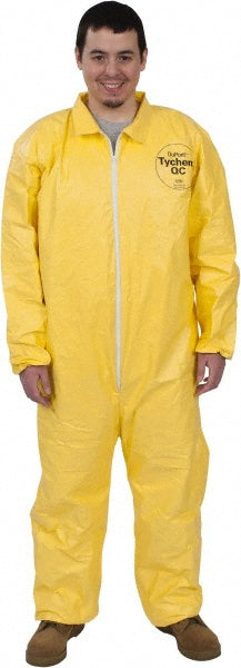 Dupont QC120SYLLG001200 Disposable Coveralls Splash & Chemical Protection, Size Large, 2.5000 oz, Tychem 2000, Stormflaps Closure