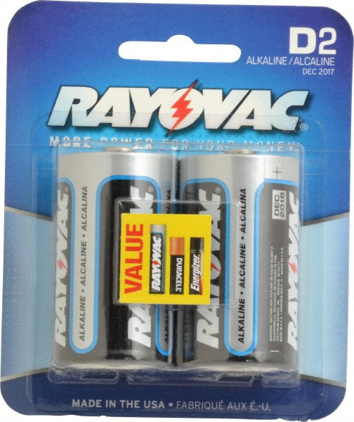 Rayovac 813-2 Standard Battery Size D, Alkaline