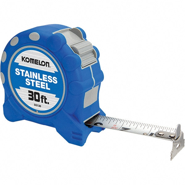 Komelon SS130 Tape Measure 30' Long, 1" Width, Silver Blade