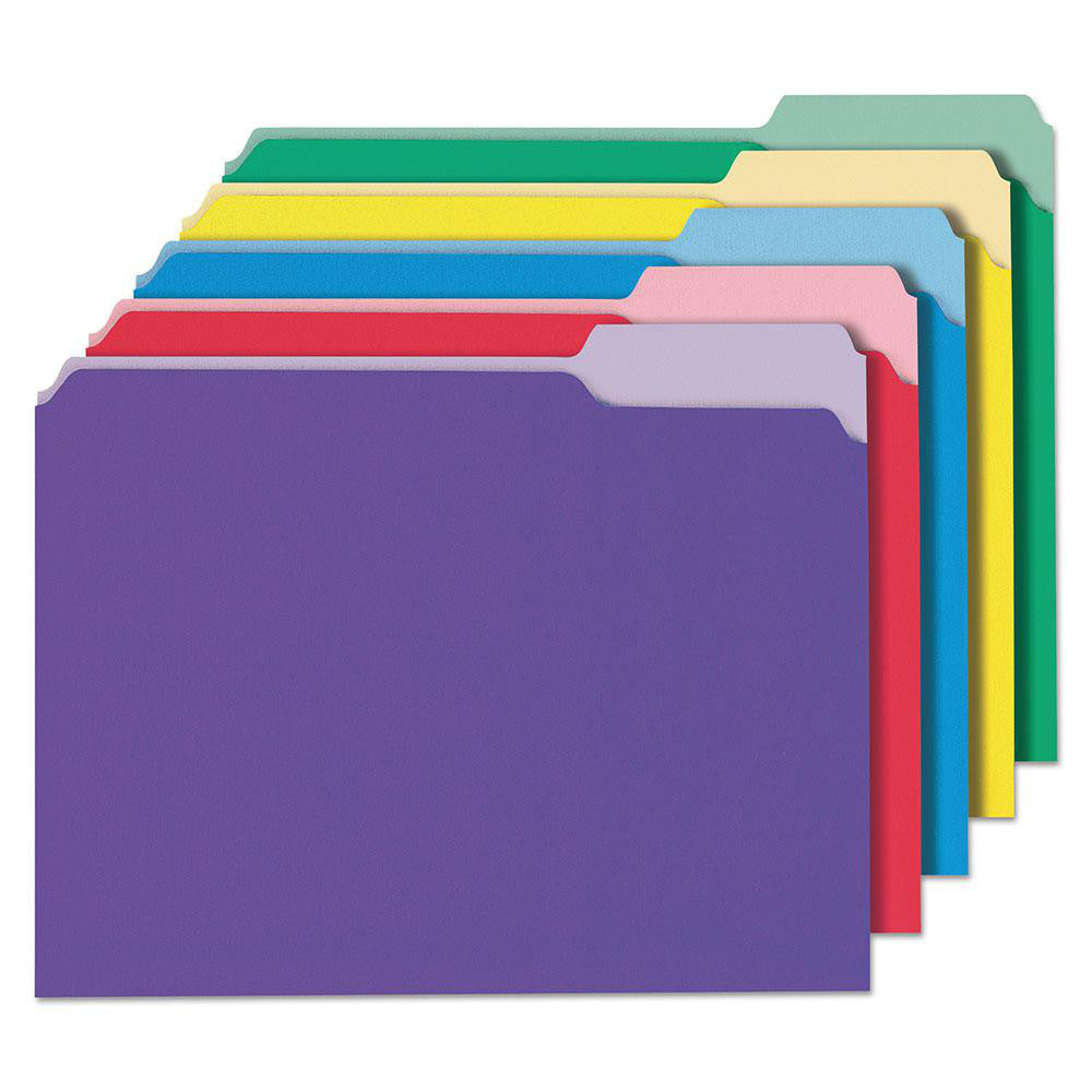 Universal UNV10506 Colored Folder with Single-Ply Tab Letter, Blue, Green, Red, Yellow & Violet, 100/Pack