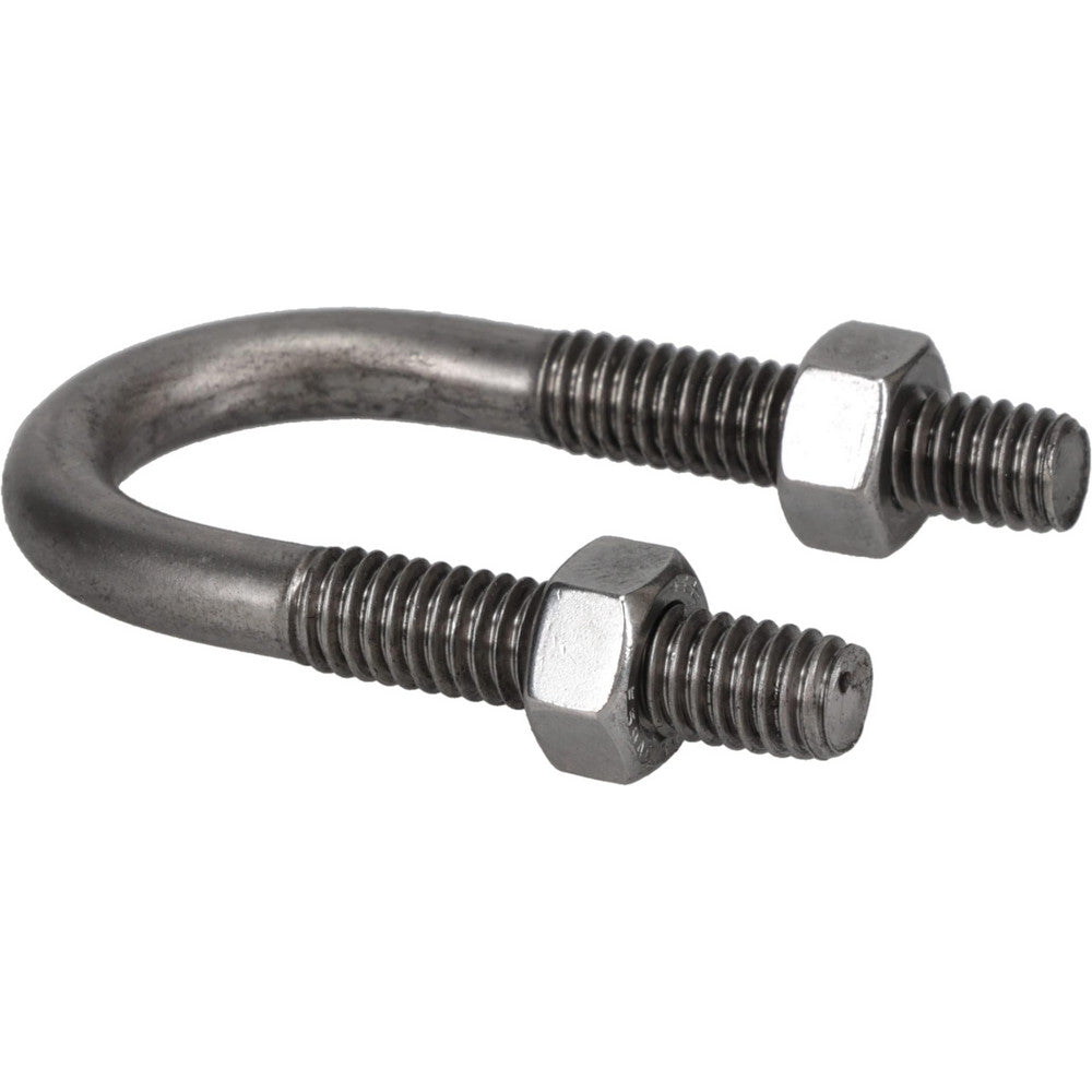 Chicago Hardware & Fixture 50438-6 Round U-Bolt Without Mount Plate, 5/16-18 UNC, 1-3/8" Thread Length, for 1/2" Pipe, 1" Inside Width, Stainless Steel
