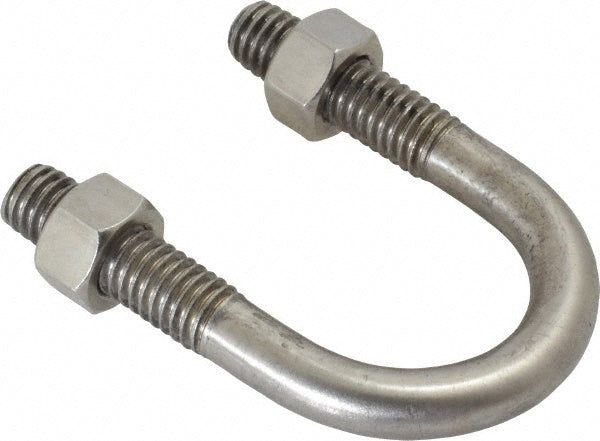 Chicago Hardware & Fixture 50477-5 Round U-Bolt Without Mount Plate, 3/8-16 UNC, 1-1/4" Thread Length, for 3/4" Pipe, 1-1/4" Inside Width, Stainless Steel