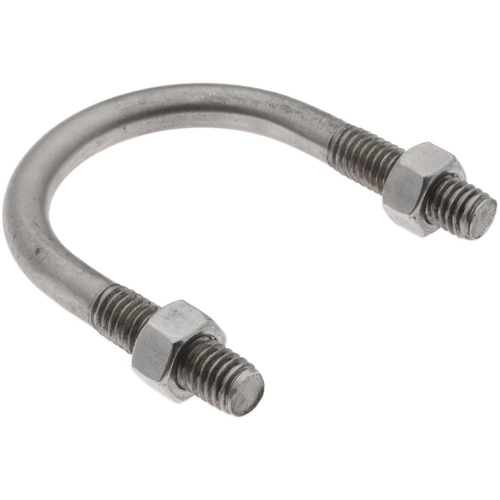 Chicago Hardware & Fixture 50486-7 Round U-Bolt Without Mount Plate, 3/8-16 UNC, 1-1/4" Thread Length, for 1-1/2" Pipe, 2" Inside Width, Stainless Steel